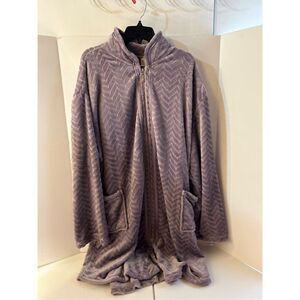 Mayfair Herringbone velvet bath‎ robe 2x purple rn #113591 NEW
